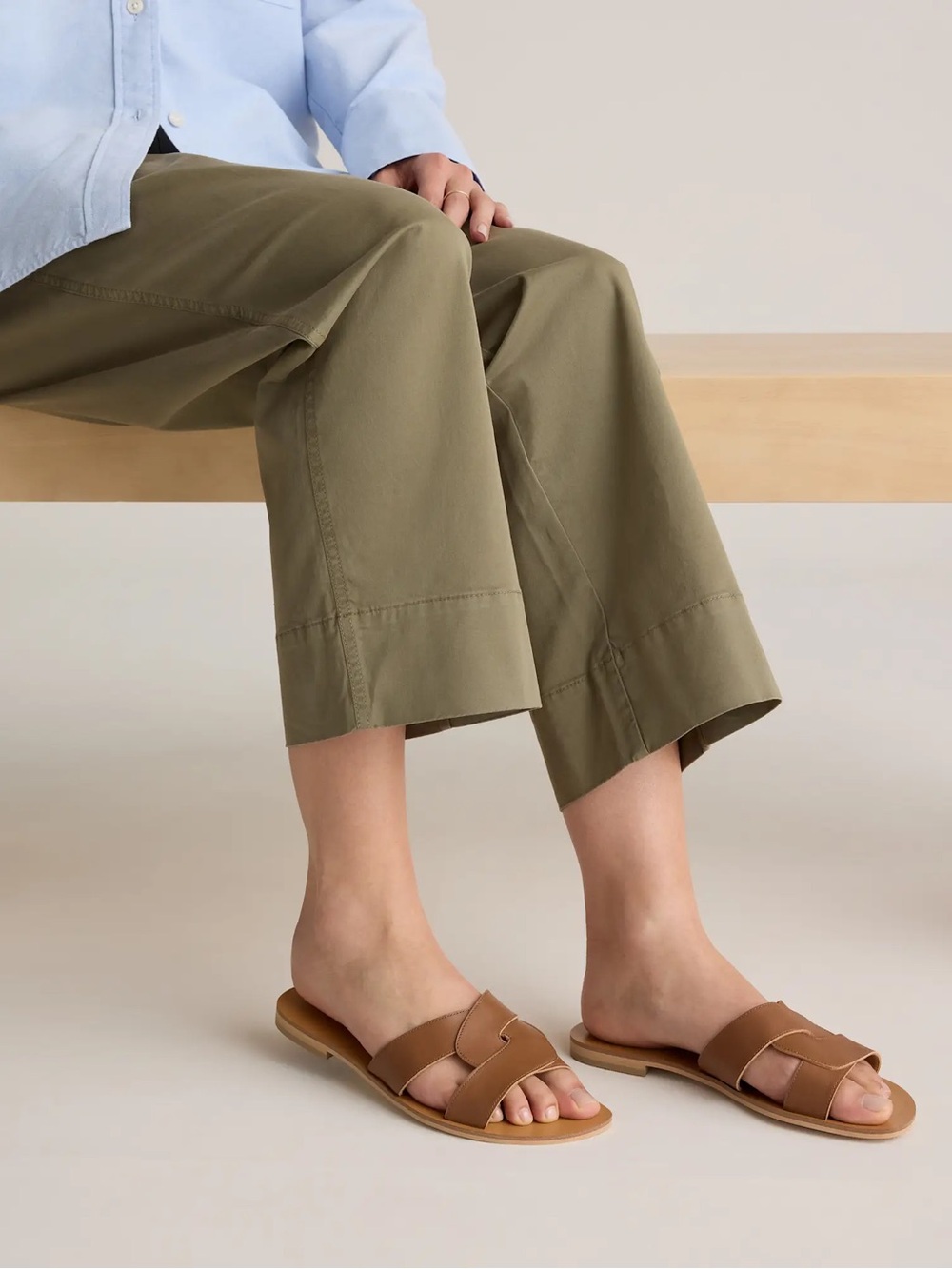 Quince Tan Leather Double-Strap Slide Sandals